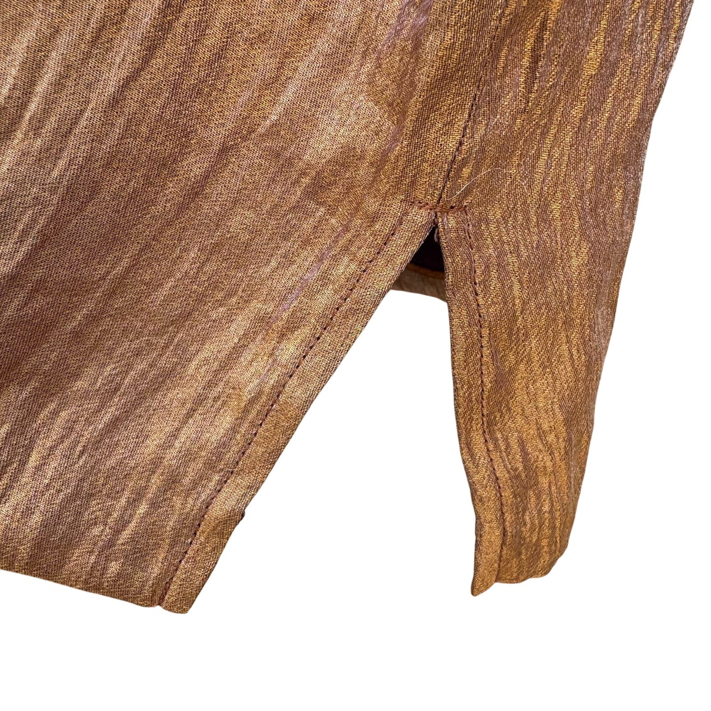 Coldwater Creek Womens Shimmering Bronze Glam Button-Up Party Blouse Shirt L