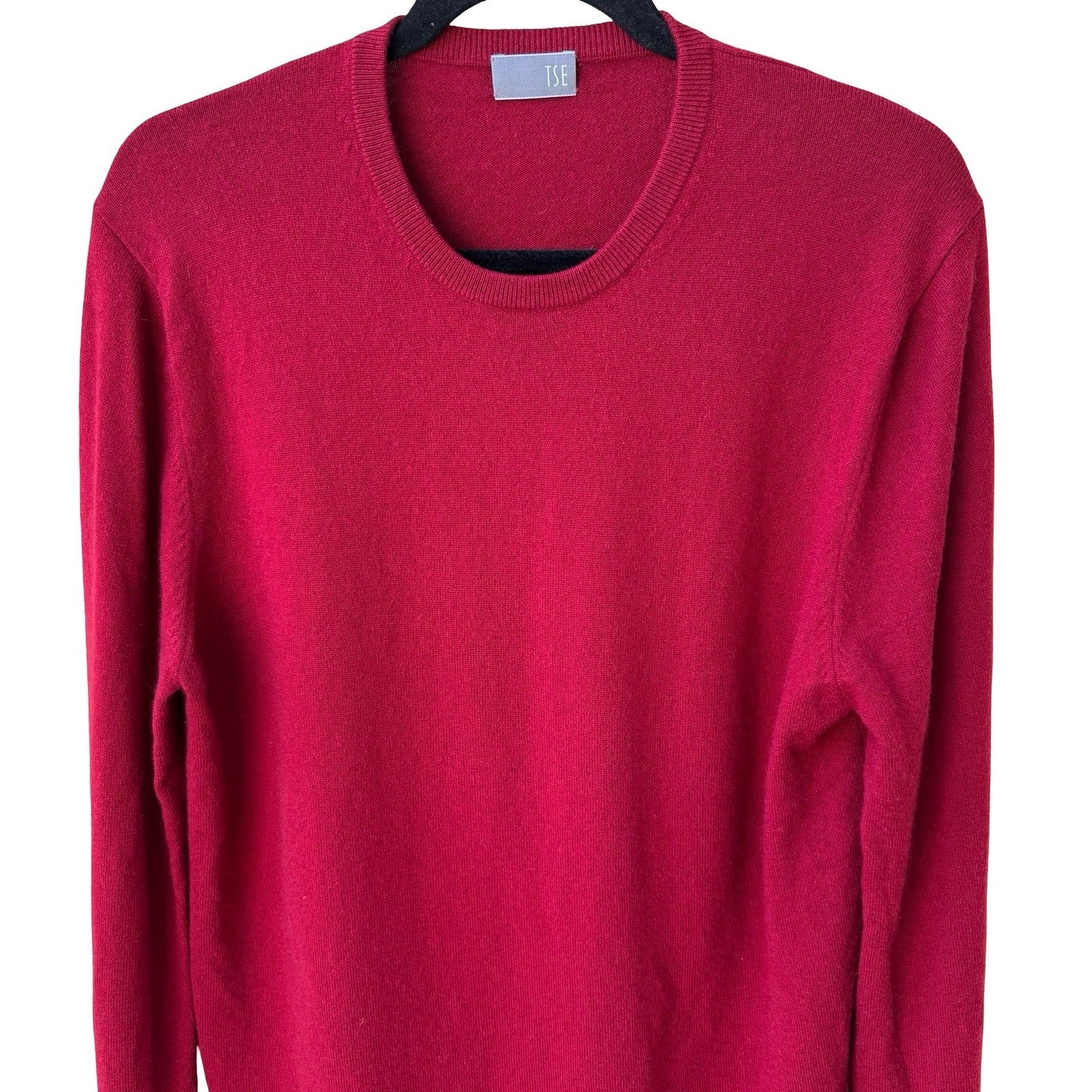 TSE 100% Pure Cashmere Quiet Luxury Crewneck Sweater Knit Pullover Red Mens M
