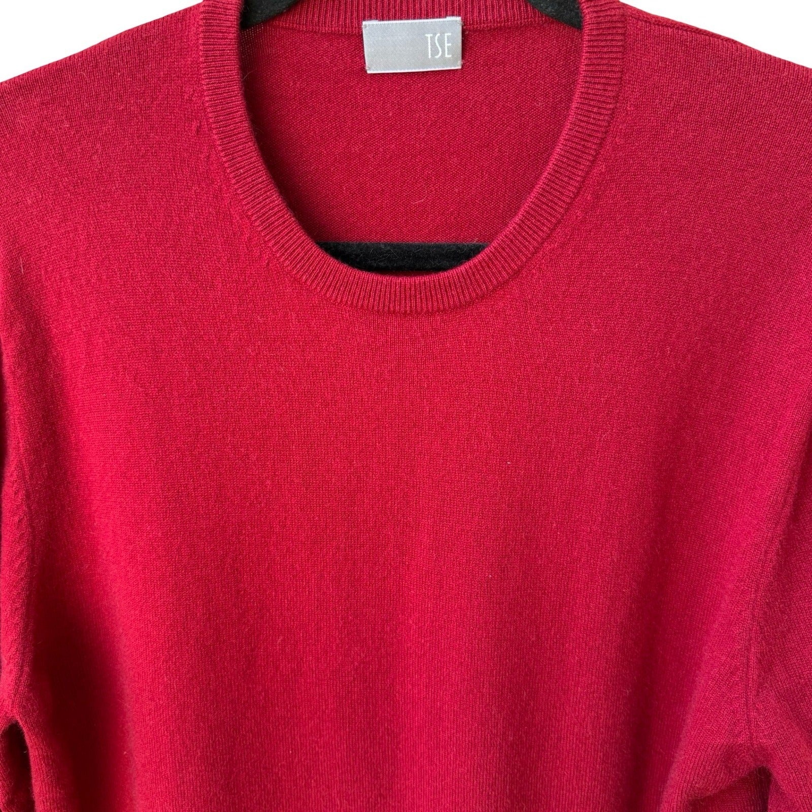 TSE 100% Pure Cashmere Quiet Luxury Crewneck Sweater Knit Pullover Red Mens M