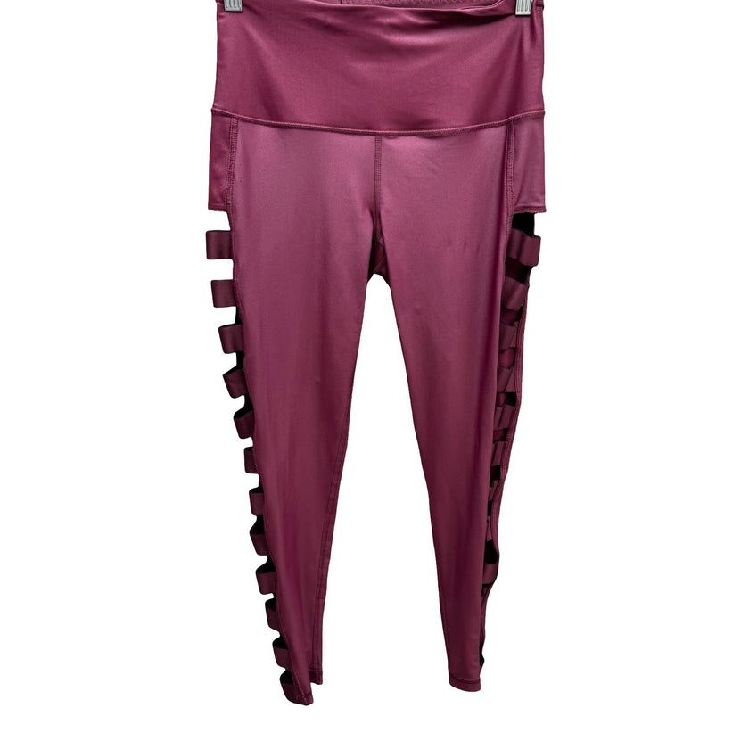 Victoria Sport Knockout Tight Burgundy Ladder Cutout Leggings Workout Womens S