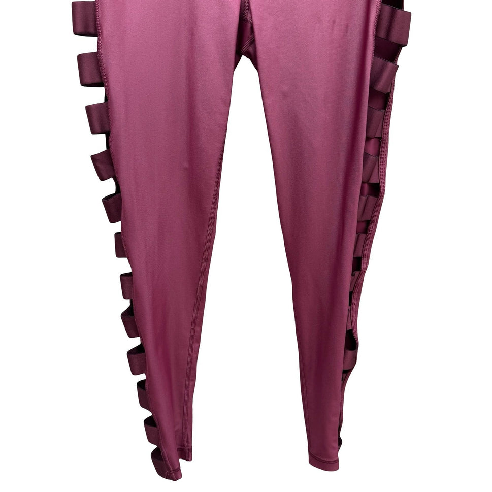 Victoria Sport Knockout Tight Burgundy Ladder Cutout Leggings Workout Womens S