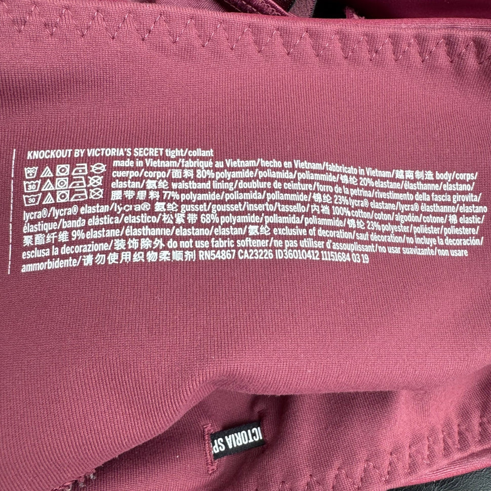 Victoria Sport Knockout Tight Burgundy Ladder Cutout Leggings Workout Womens S