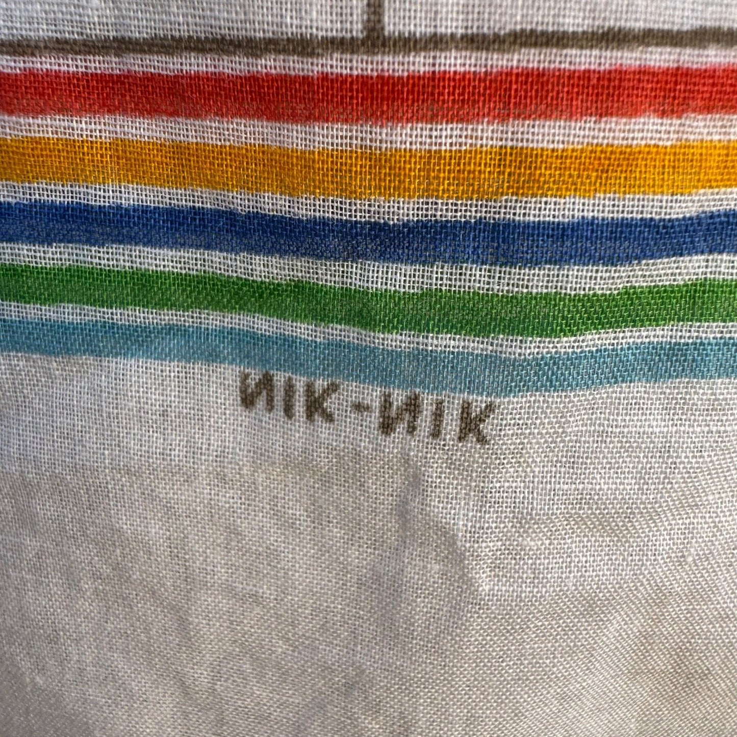 Nik-Nik Vintage Scarf Geometric Grid Nautical Flag Print 70s Disco Retro Multi