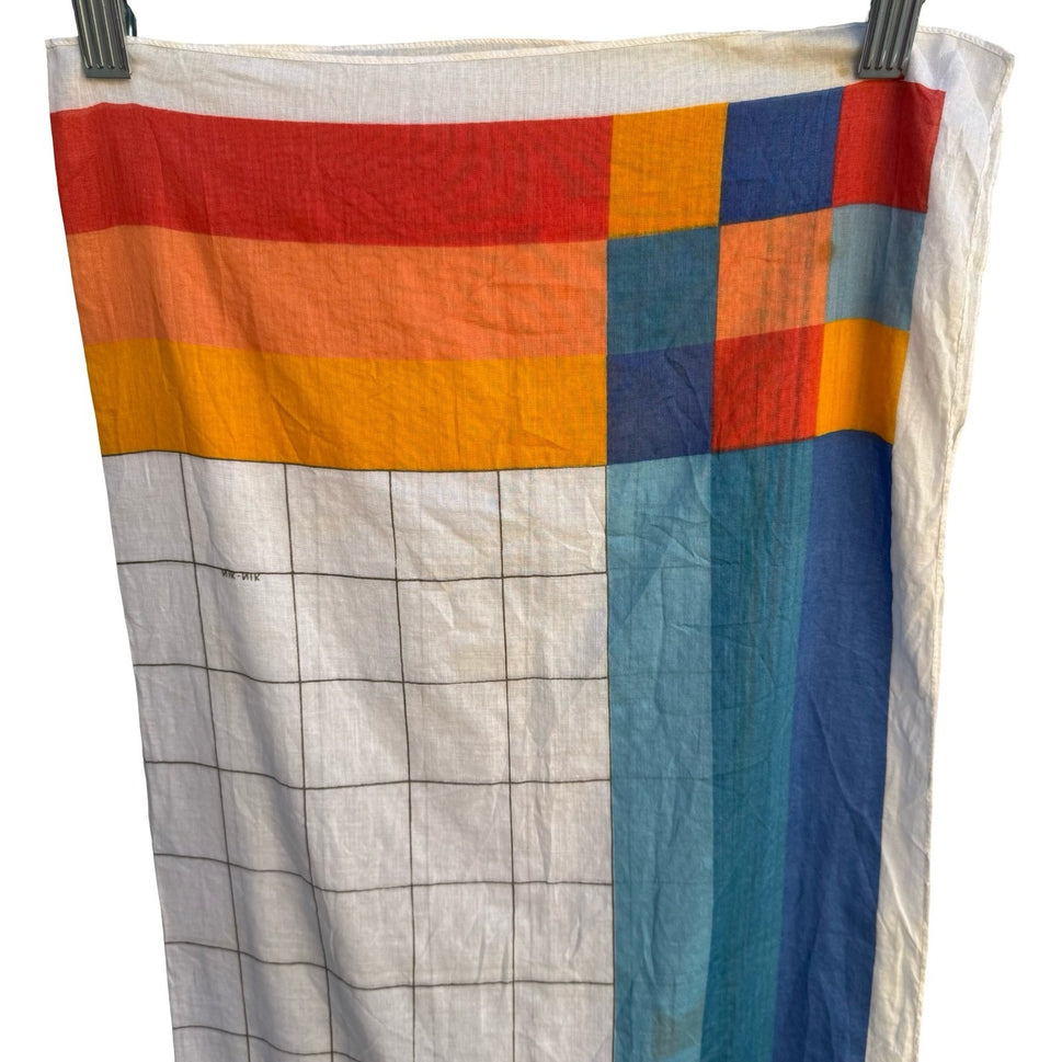 Nik-Nik Vintage Scarf Geometric Grid Nautical Flag Print 70s Disco Retro Multi