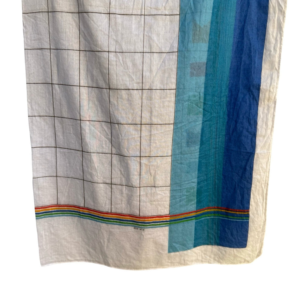 Nik-Nik Vintage Scarf Geometric Grid Nautical Flag Print 70s Disco Retro Multi