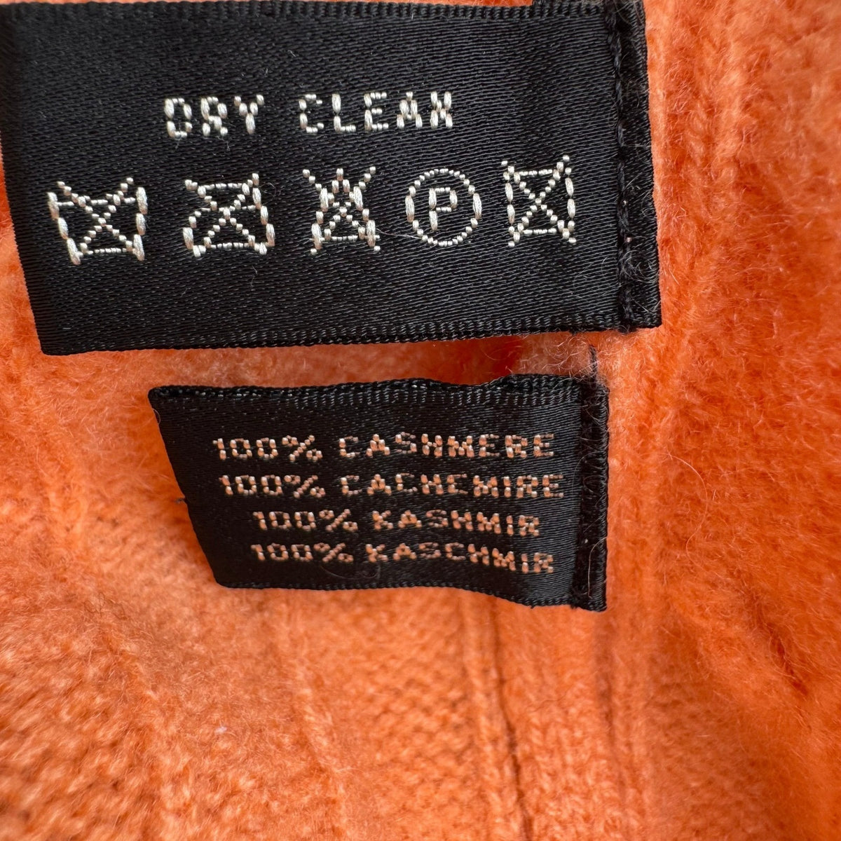 Ralph Lauren Cashmere Preppy Old Money Cozy Cable Knit Slim Fit Sweater Orange M