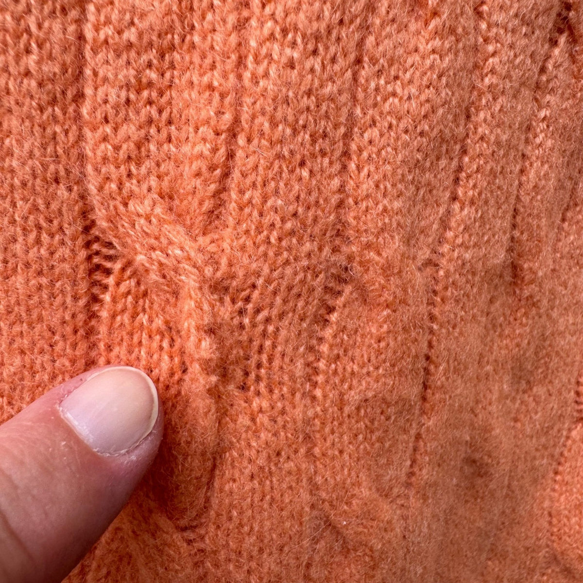 Ralph Lauren Cashmere Preppy Old Money Cozy Cable Knit Slim Fit Sweater Orange M