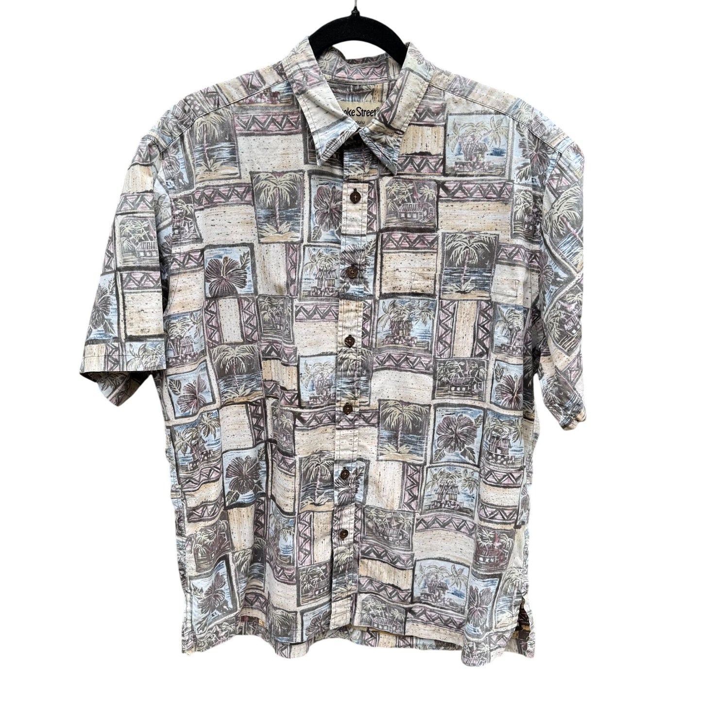 Cooke Street Honolulu Vintage Mens Tropical Button-Up Casual Short Sleeve Shirt L