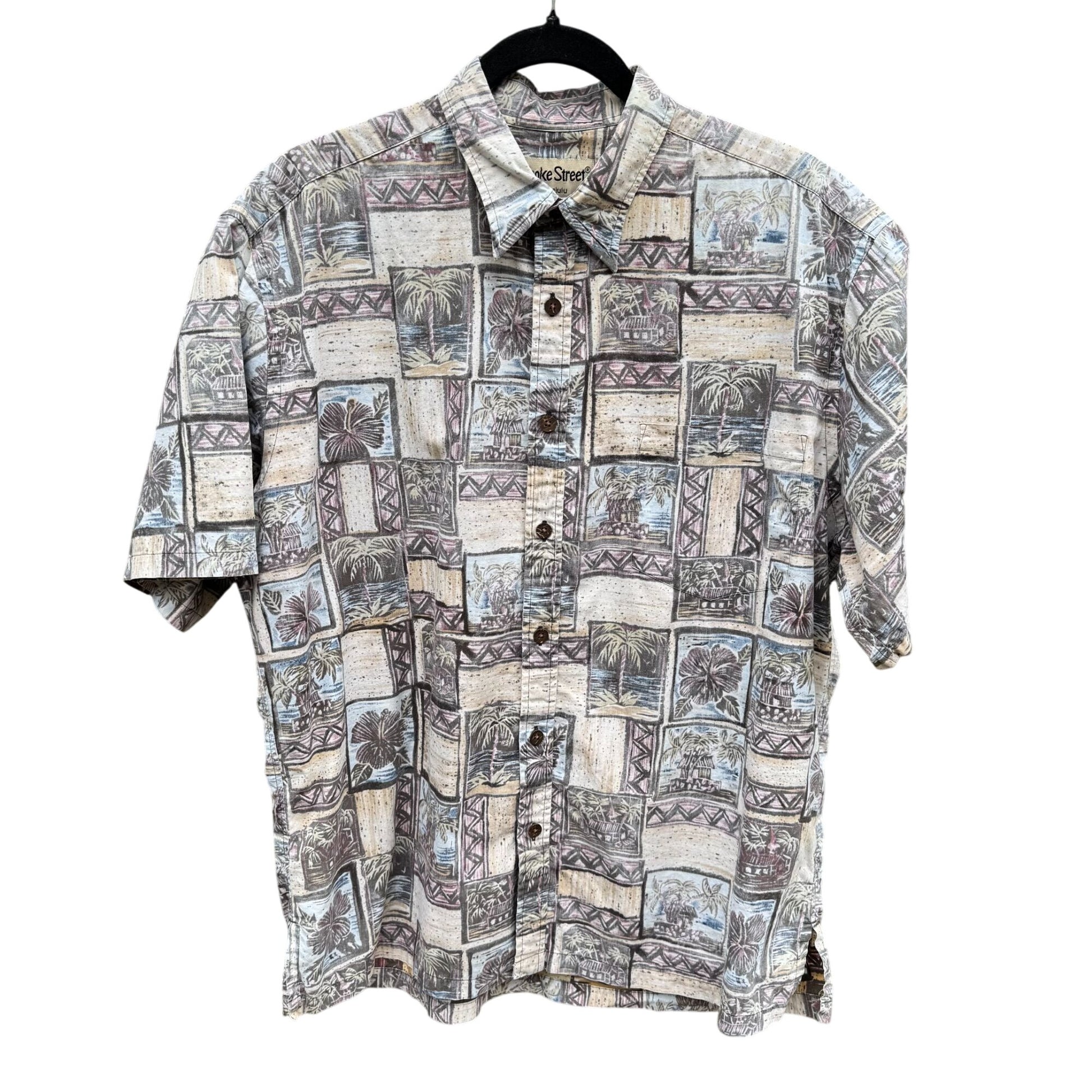 Cooke Street Honolulu Vintage Mens Tropical Button-Up Casual Short Sleeve Shirt L