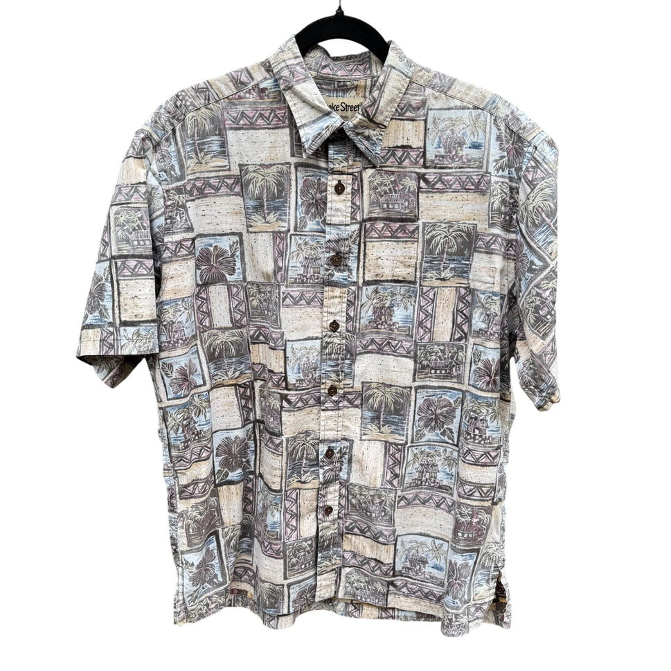Cooke Street Honolulu Vintage Mens Tropical Button-Up Casual Short Sleeve Shirt L