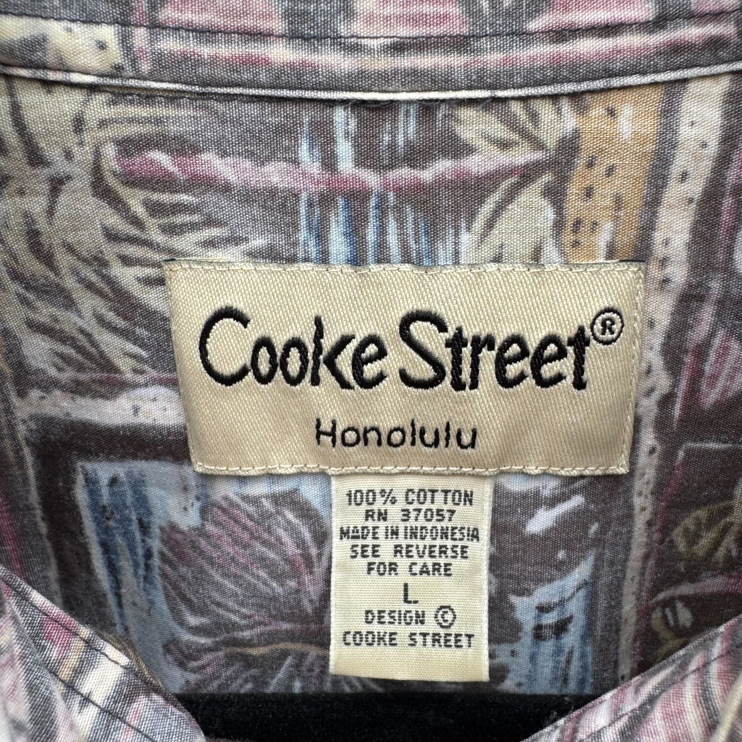 Cooke Street Honolulu Vintage Mens Tropical Button-Up Casual Short Sleeve Shirt L