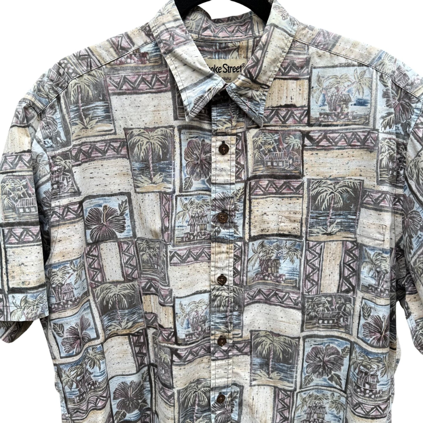 Cooke Street Honolulu Vintage Mens Tropical Button-Up Casual Short Sleeve Shirt L
