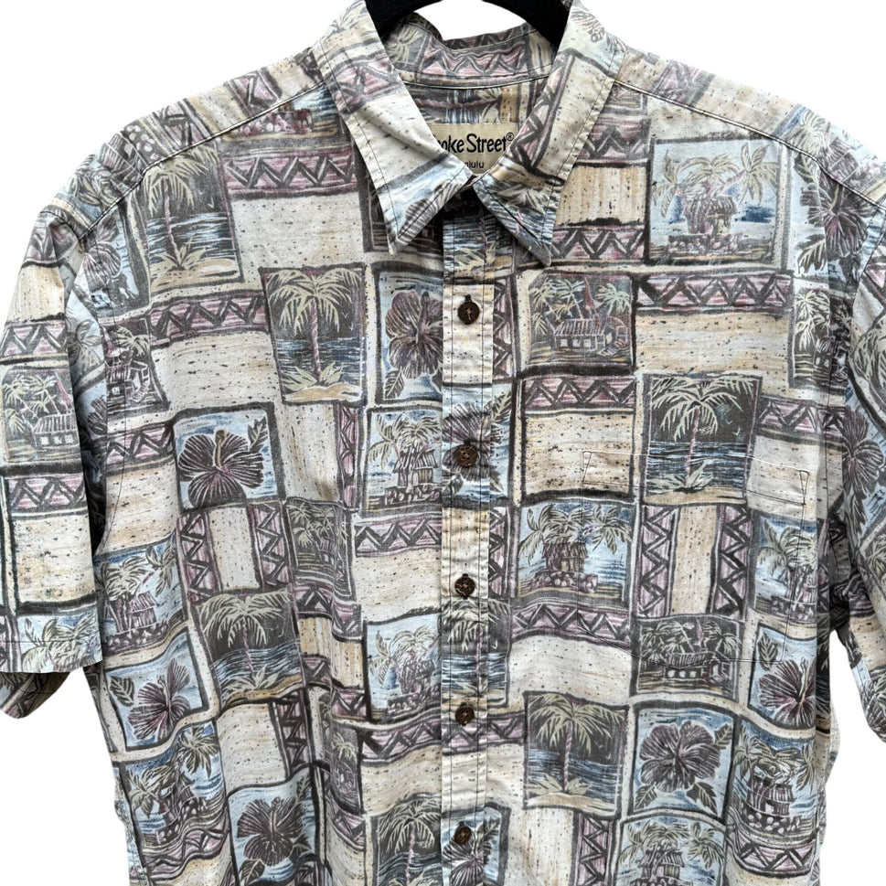 Cooke Street Honolulu Vintage Mens Tropical Button-Up Casual Short Sleeve Shirt L