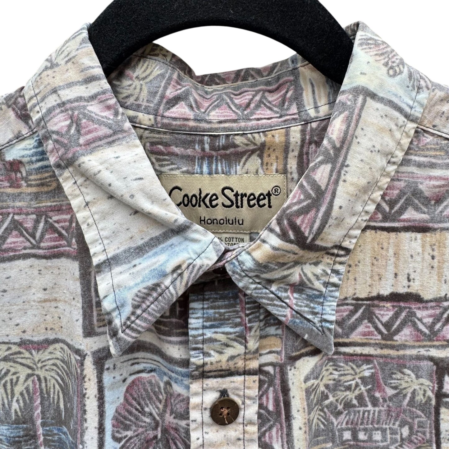 Cooke Street Honolulu Vintage Mens Tropical Button-Up Casual Short Sleeve Shirt L