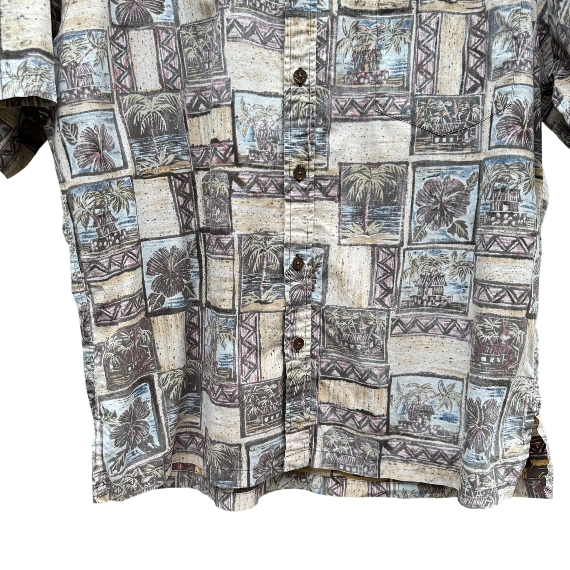 Cooke Street Honolulu Vintage Mens Tropical Button-Up Casual Short Sleeve Shirt L