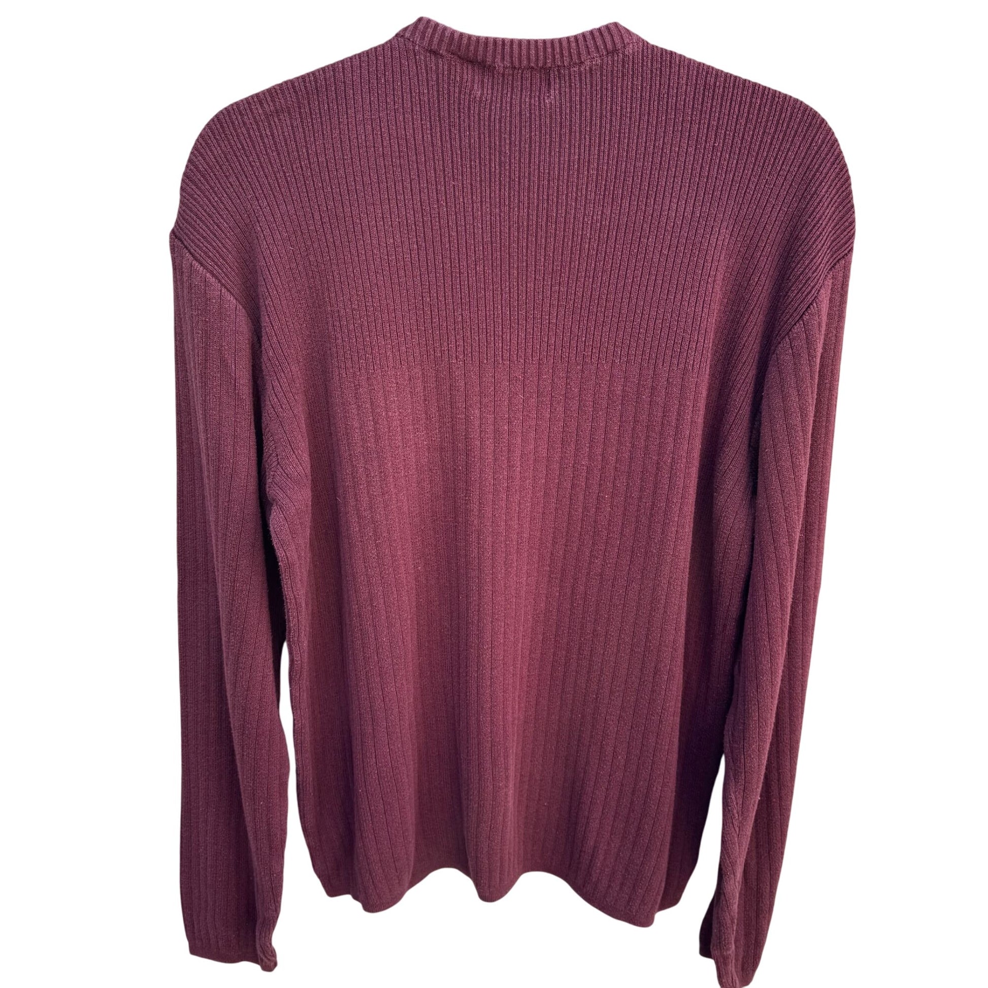 Crazy Horse Liz Claiborne Vintage Mens Burgundy Ribbed Knit Crew Neck Sweater L