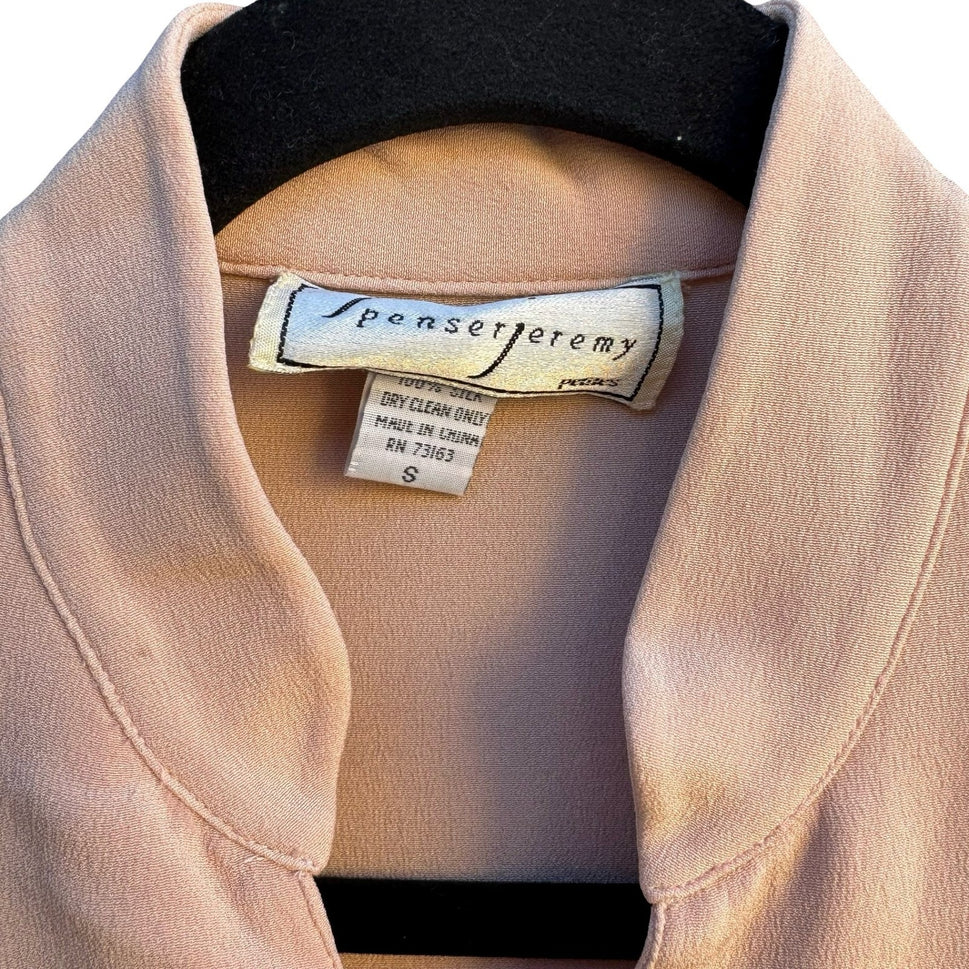 Spenser Jeremy Vintage 90s Silk Old Money Coquette Soft Girl Peplum Blouse S