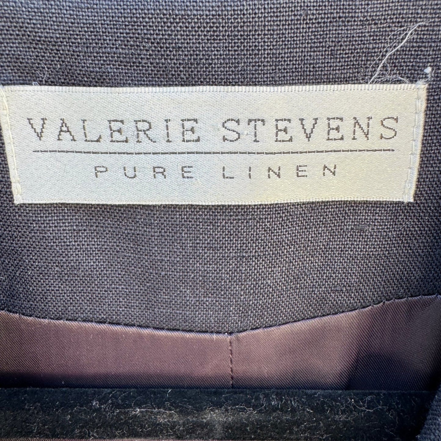 Valerie Stevens Vintage Navy 100% Pure Linen Double Breasted Blazer Jacket Sz 10