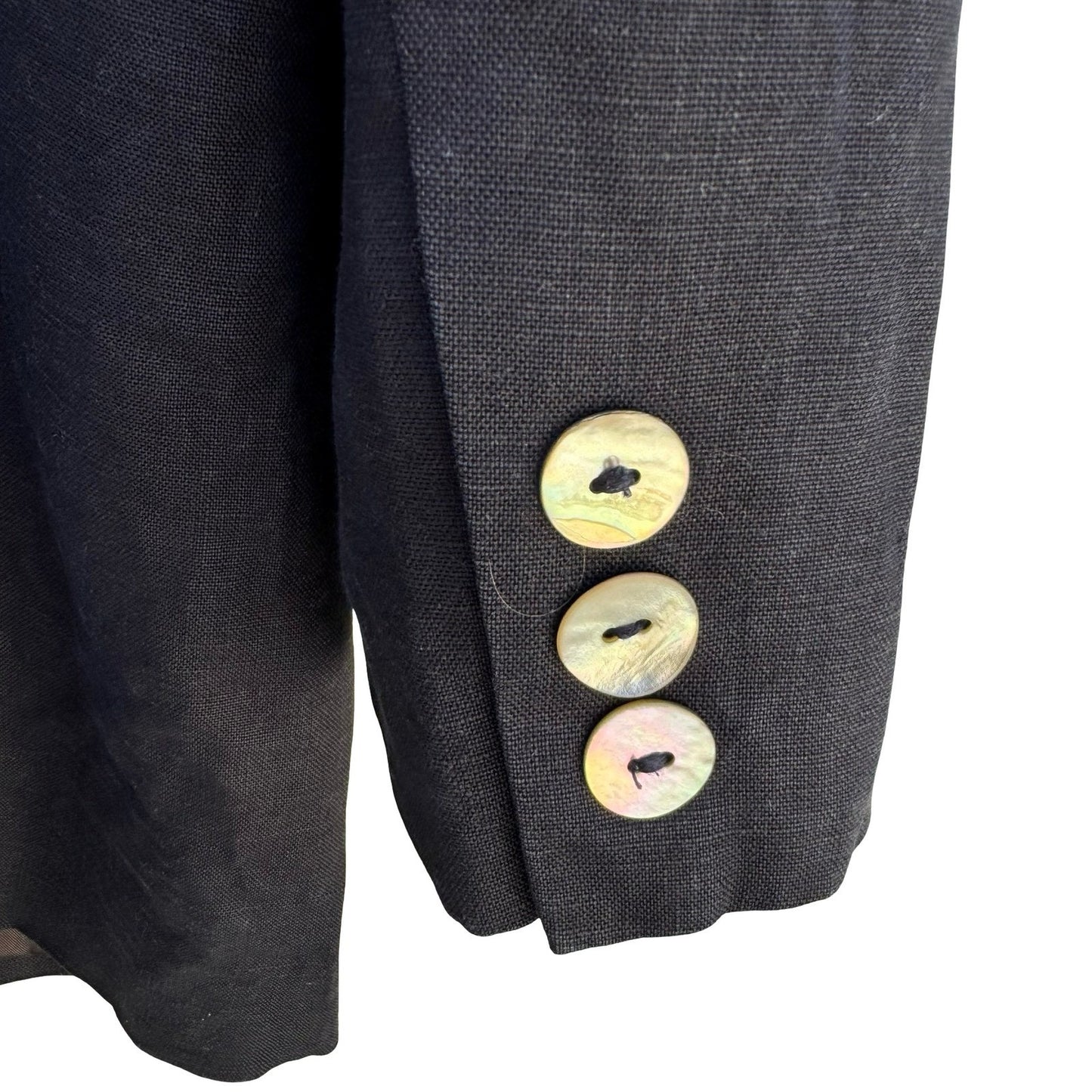 Valerie Stevens Vintage Navy 100% Pure Linen Double Breasted Blazer Jacket Sz 10