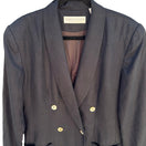 Switch Valerie Stevens Vintage Navy 100% Pure Linen Double Breasted Blazer Jacket Sz 10 3 image