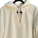 Switch LOFT Women&#39;s Tie Neck Cream Sherpa Hooded Long Sleeve Pullover Fleece - Large 2 image