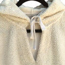 Switch LOFT Women&#39;s Tie Neck Cream Sherpa Hooded Long Sleeve Pullover Fleece - Large 3 image