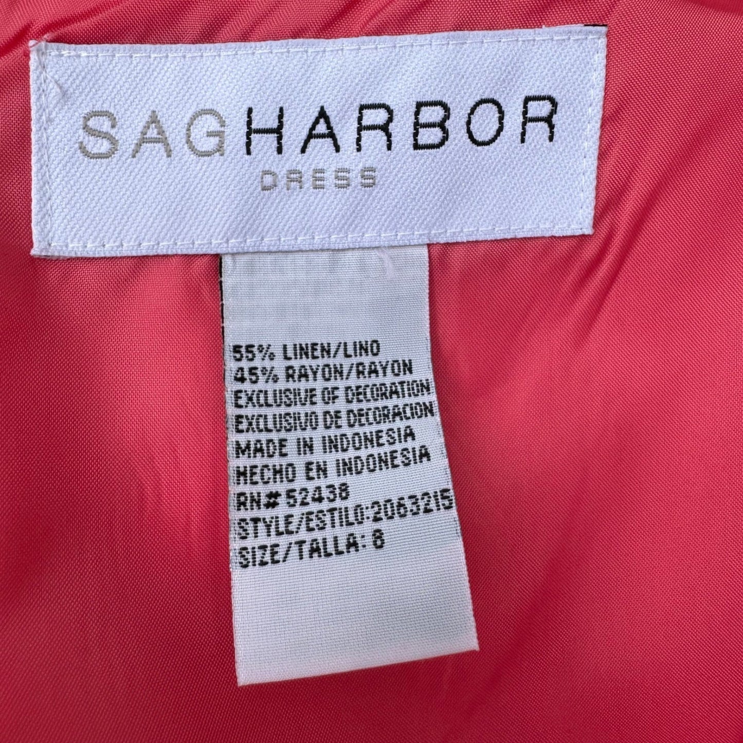 Sag Harbor Womens Pink Linen Blend Embroidered Sheath Dress Size 8 Artsy Boho