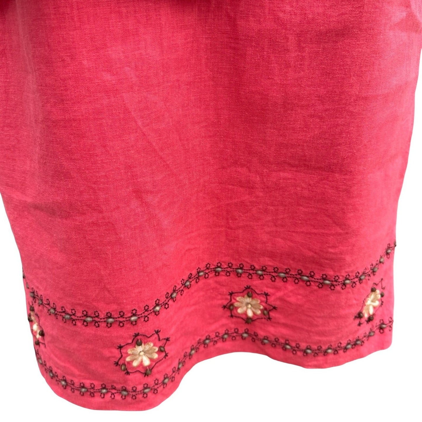 Sag Harbor Womens Pink Linen Blend Embroidered Sheath Dress Size 8 Artsy Boho