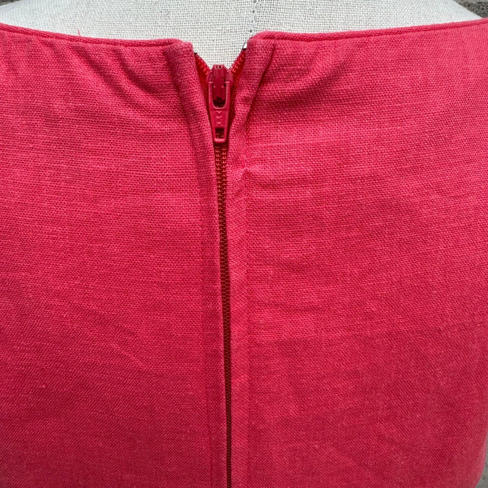 Sag Harbor Womens Pink Linen Blend Embroidered Sheath Dress Size 8 Artsy Boho