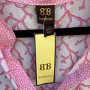 Switch Boo Gemes Pink Coral Pattern Silk Cotton Blend Womens V-Neck Tunic Blouse New L 2 image