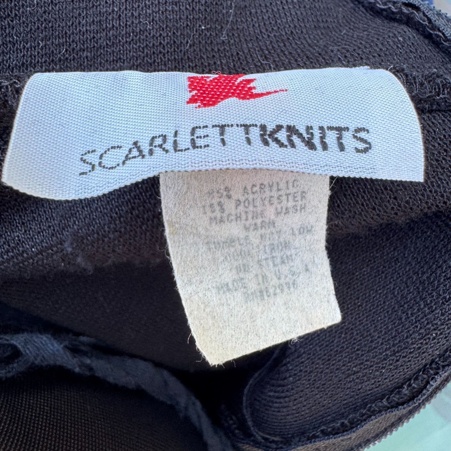 Scarlett Knits Vintage 80s Black Diamond Pattern Mock Neck Back Zip Tunic Dress