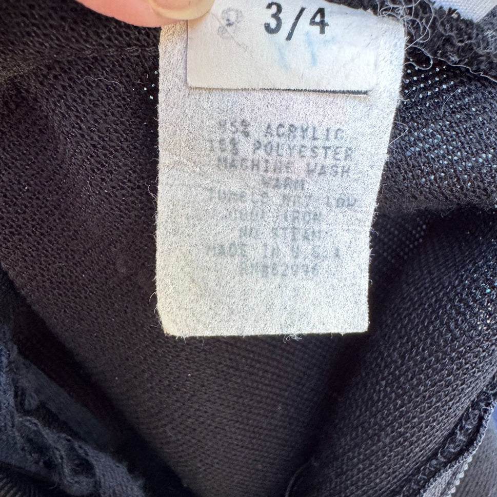 Scarlett Knits Vintage 80s Black Diamond Pattern Mock Neck Back Zip Tunic Dress