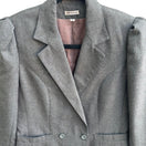 Switch Haberdasher Vintage 70s Gray Red Pinstripe Wool Blend Skirt Suit Set Blazer XS 3 image