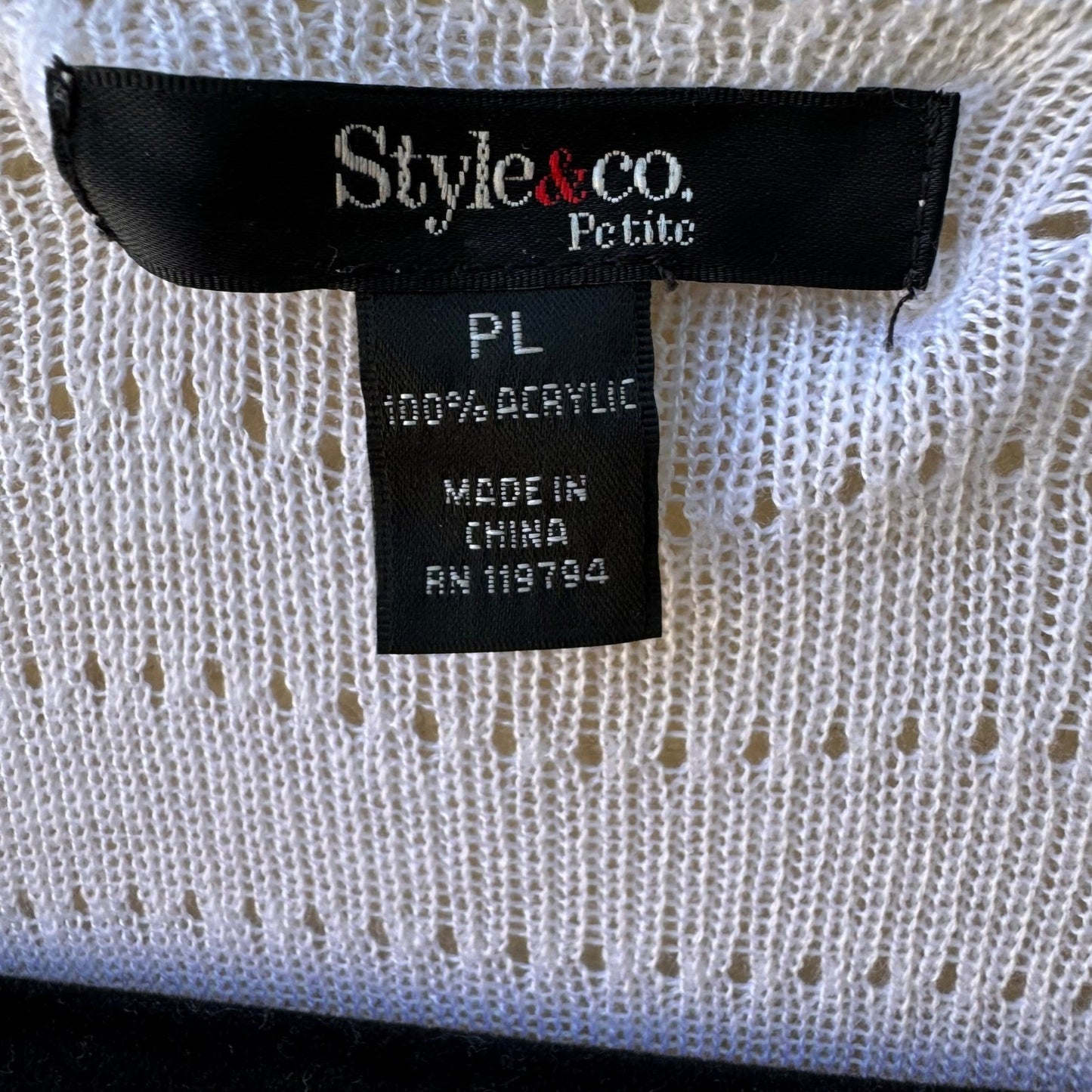 Style & Co Coastal Boho Beachy Minimalist Pointelle Open Front Cardigan L NEW