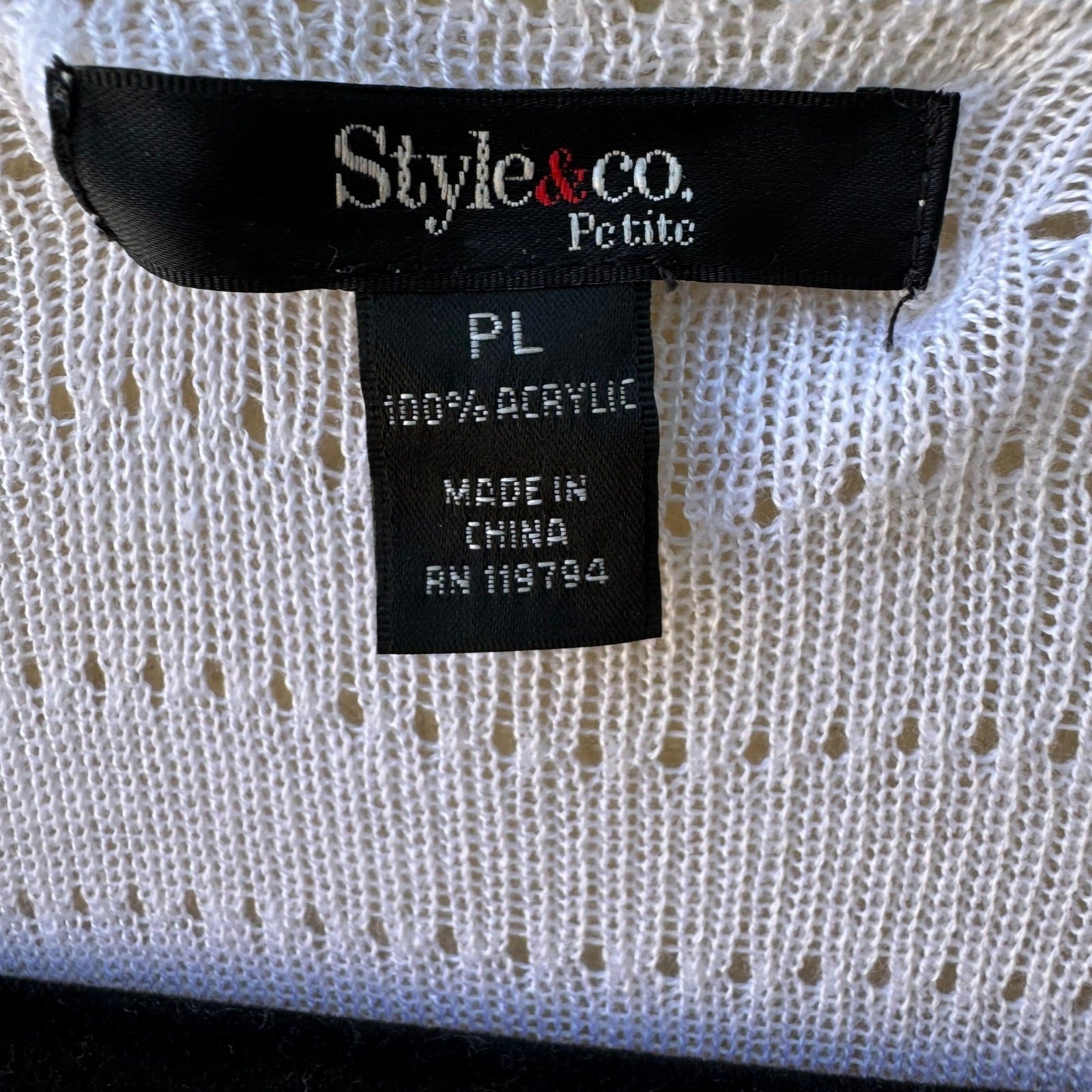 Style & Co Coastal Boho Beachy Minimalist Pointelle Open Front Cardigan L NEW