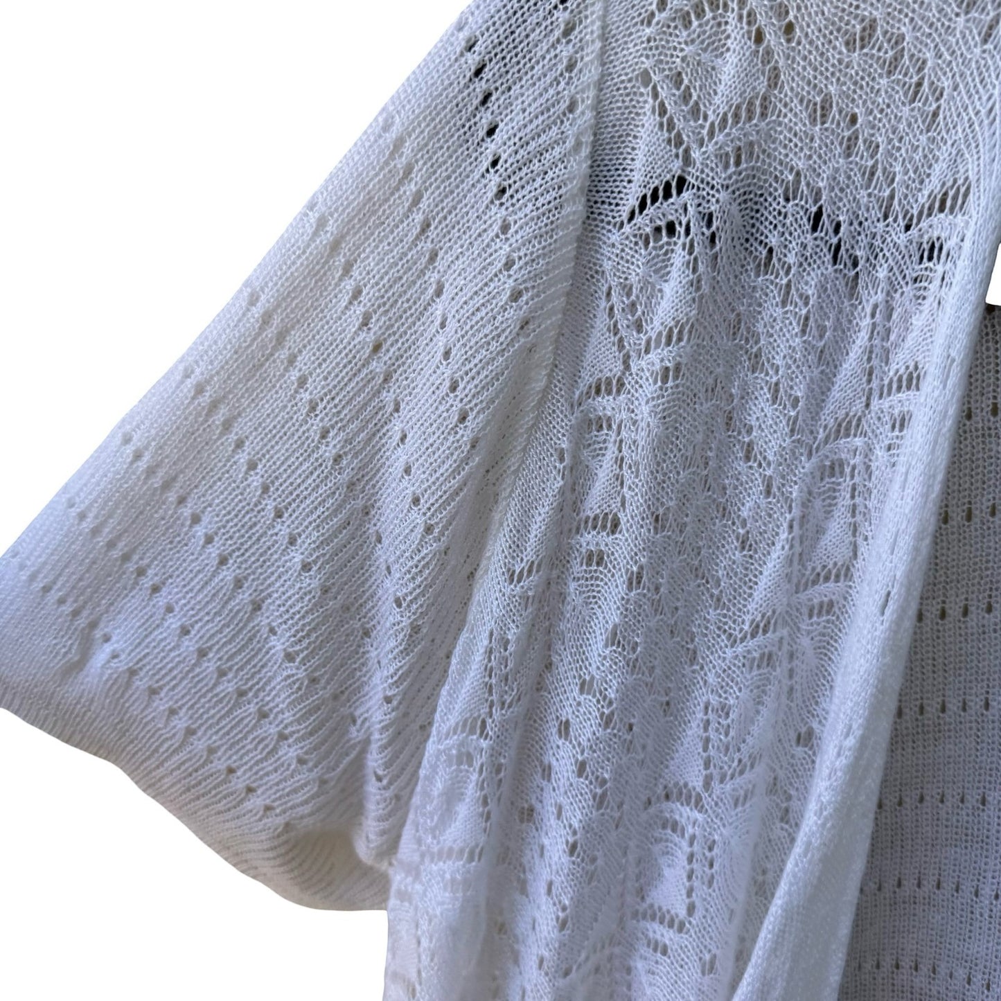 Style & Co Coastal Boho Beachy Minimalist Pointelle Open Front Cardigan L NEW