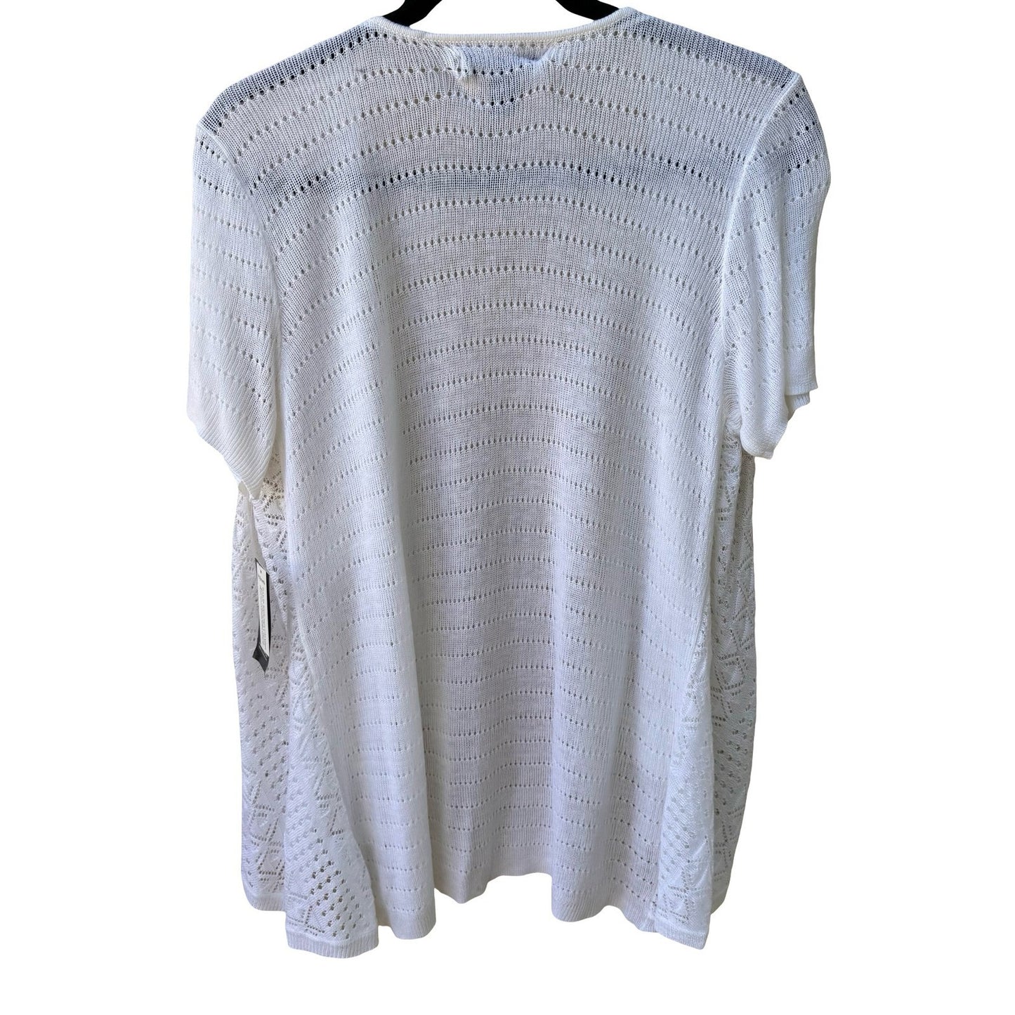 Style & Co Coastal Boho Beachy Minimalist Pointelle Open Front Cardigan L NEW