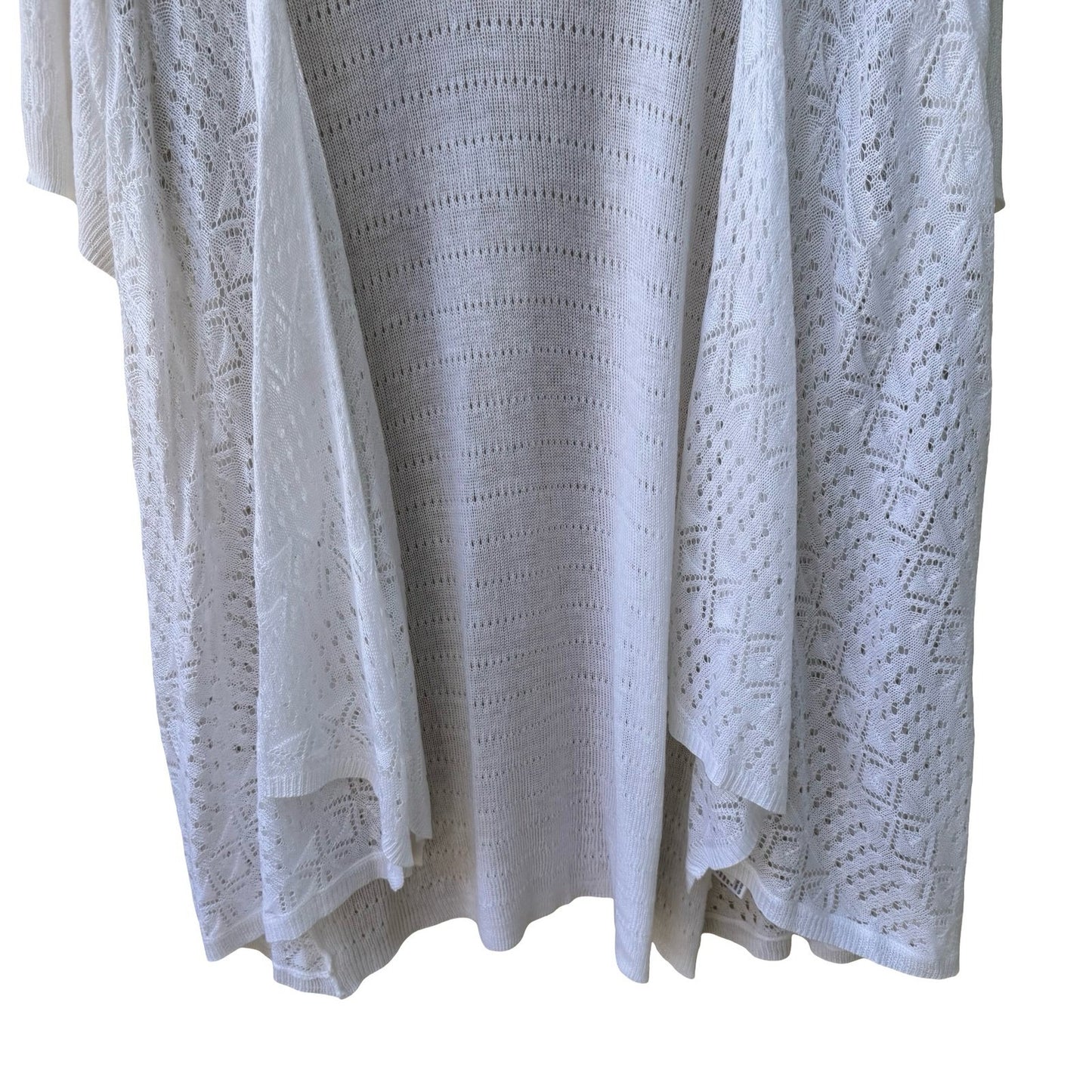 Style & Co Coastal Boho Beachy Minimalist Pointelle Open Front Cardigan L NEW
