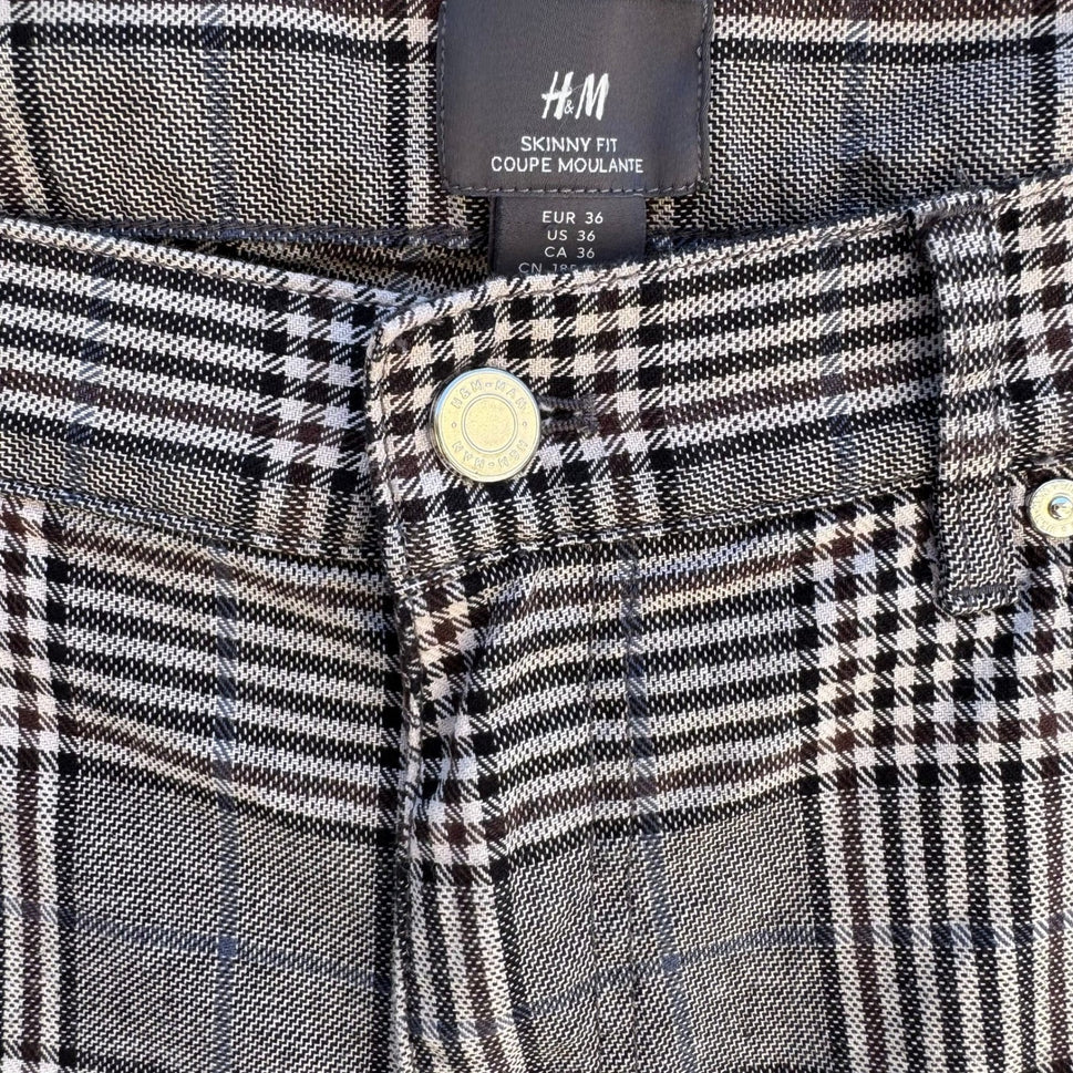 HM Coupe Moulante Skinny Fit Glen Plaid Golf Pant Check Indie Sleeze Grey Men 36