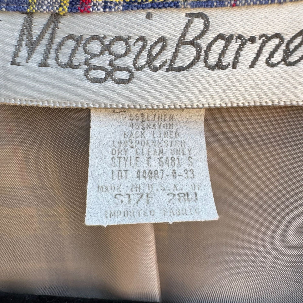 Maggie Barnes Vintage Womens Madras Plaid Long Sleeve Preppy Blazer Jacket 3X