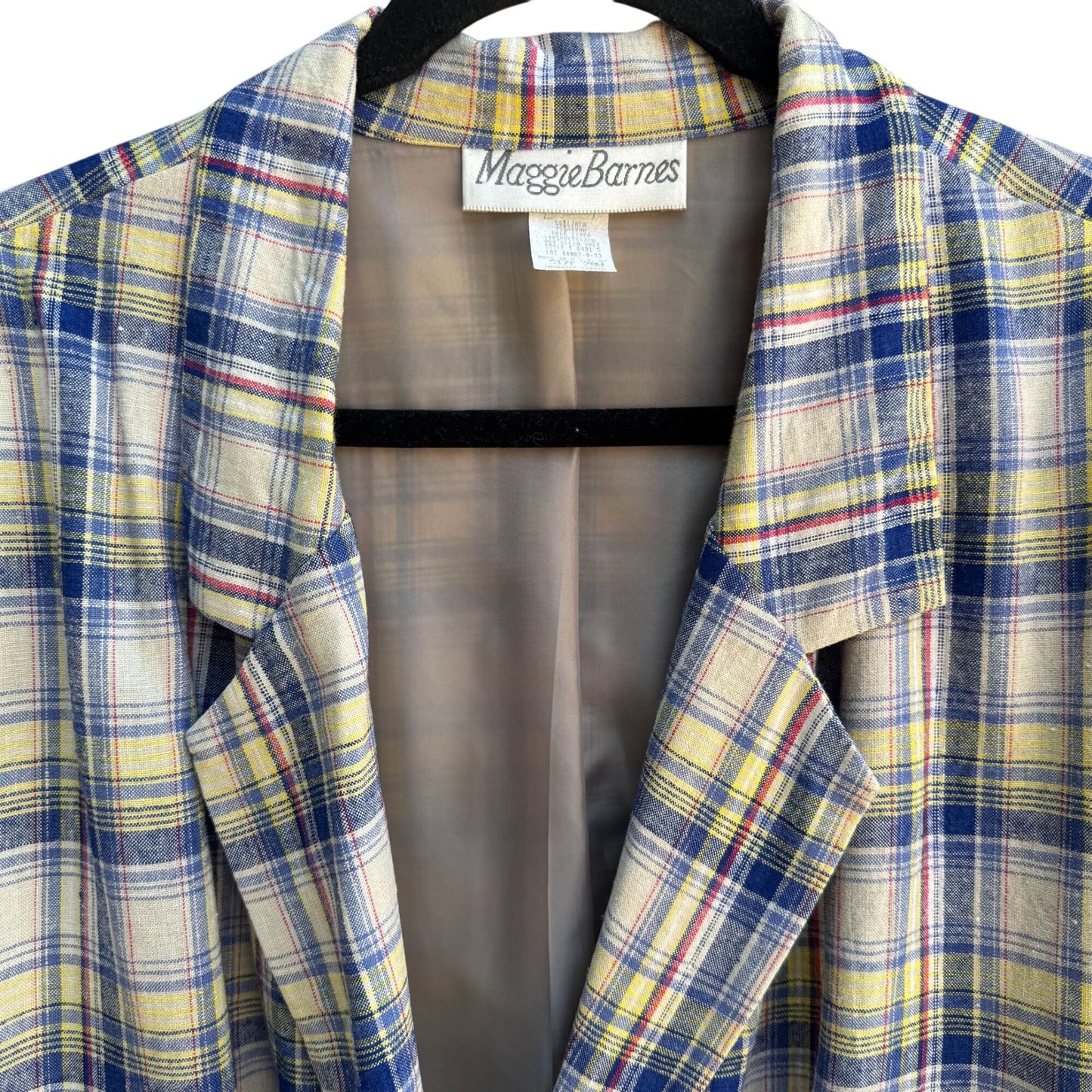 Maggie Barnes Vintage Womens Madras Plaid Long Sleeve Preppy Blazer Jacket 3X