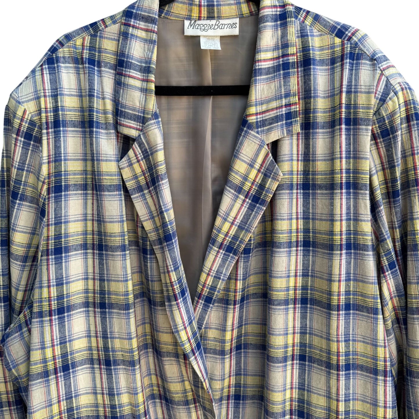 Maggie Barnes Vintage Womens Madras Plaid Long Sleeve Preppy Blazer Jacket 3X