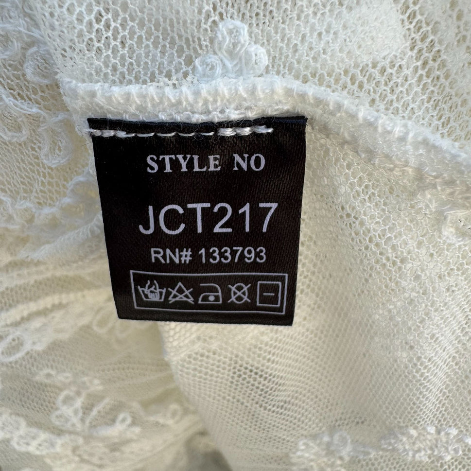 Pol Boho White Lace Sheer Floral Embroidery 3/4 Sleeves V-Neck Midi Coverup Dress