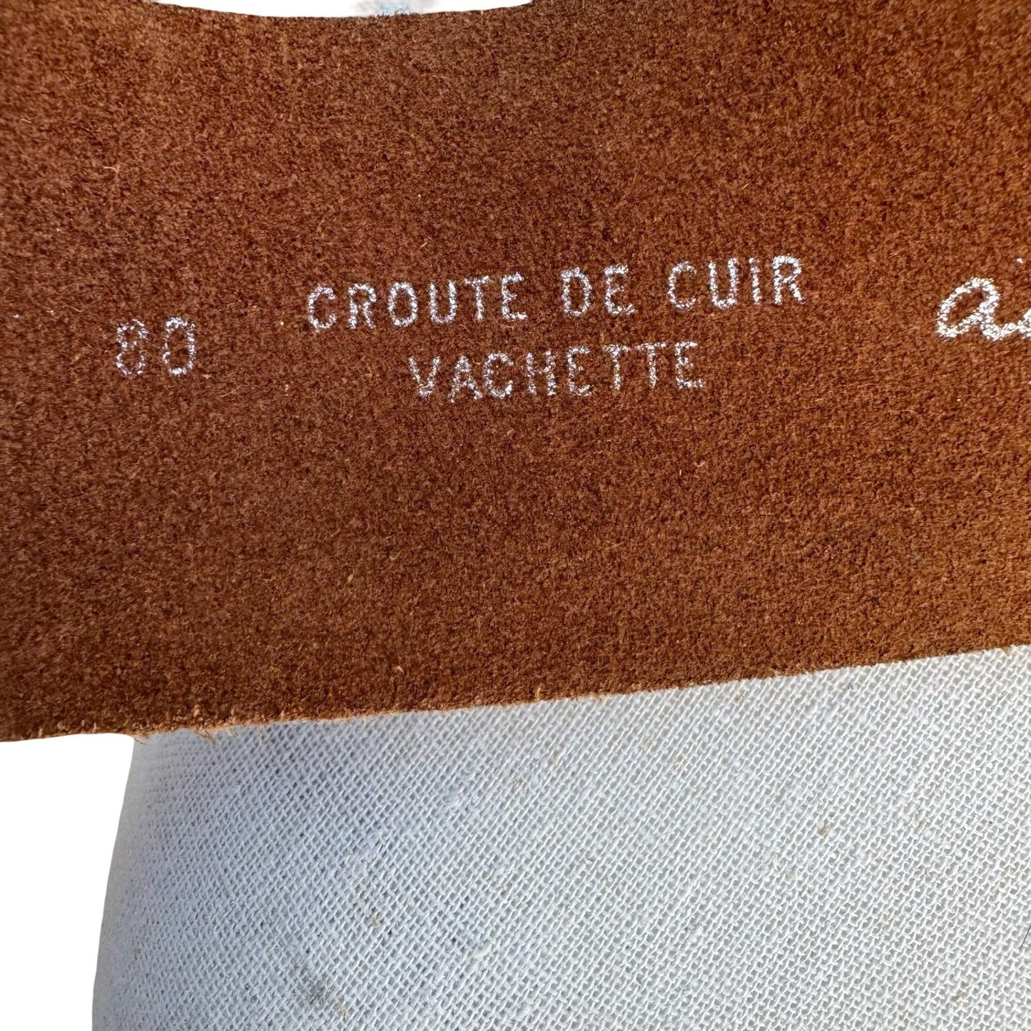 Agnes b Brown Suede Leather Wide Belt Made in France Brass Circle Buckle Size 80