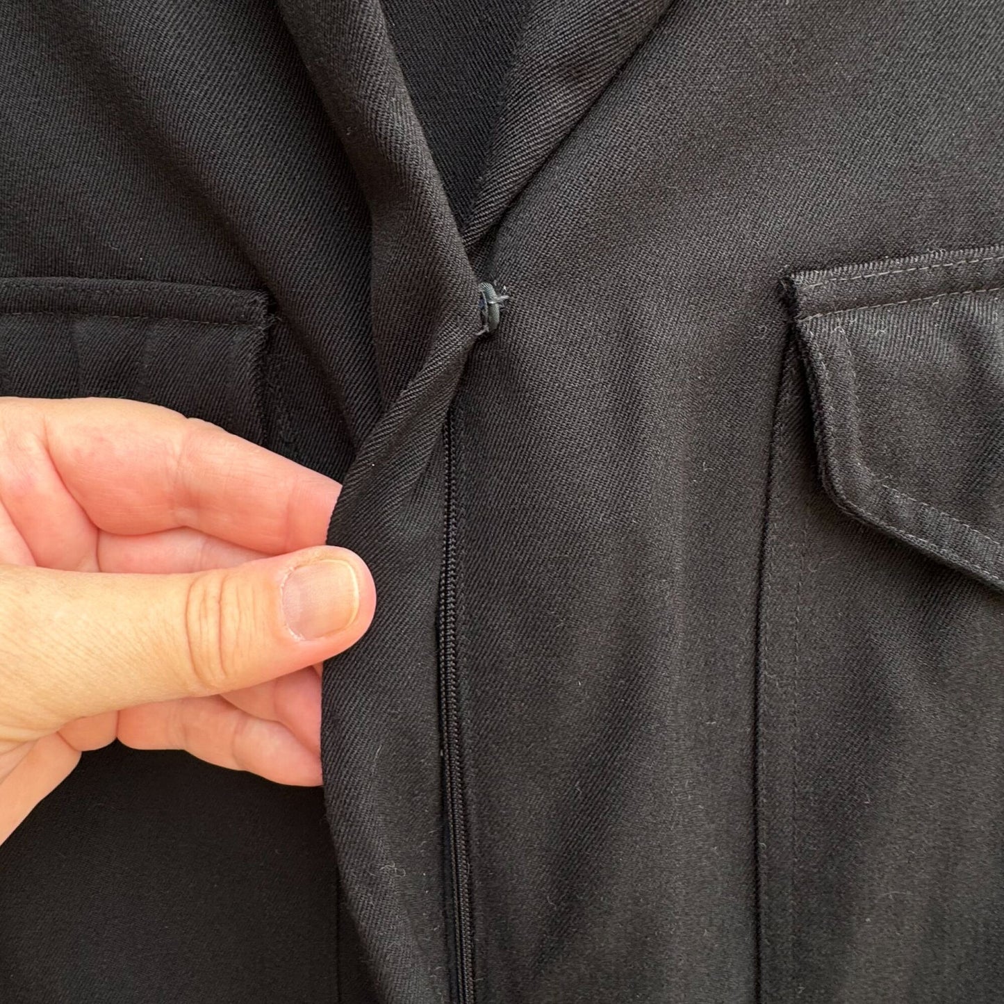 Neiman Marcus Ciao Vintage Womens Black Wool Wide Leg Military Style Jumpsuit 10