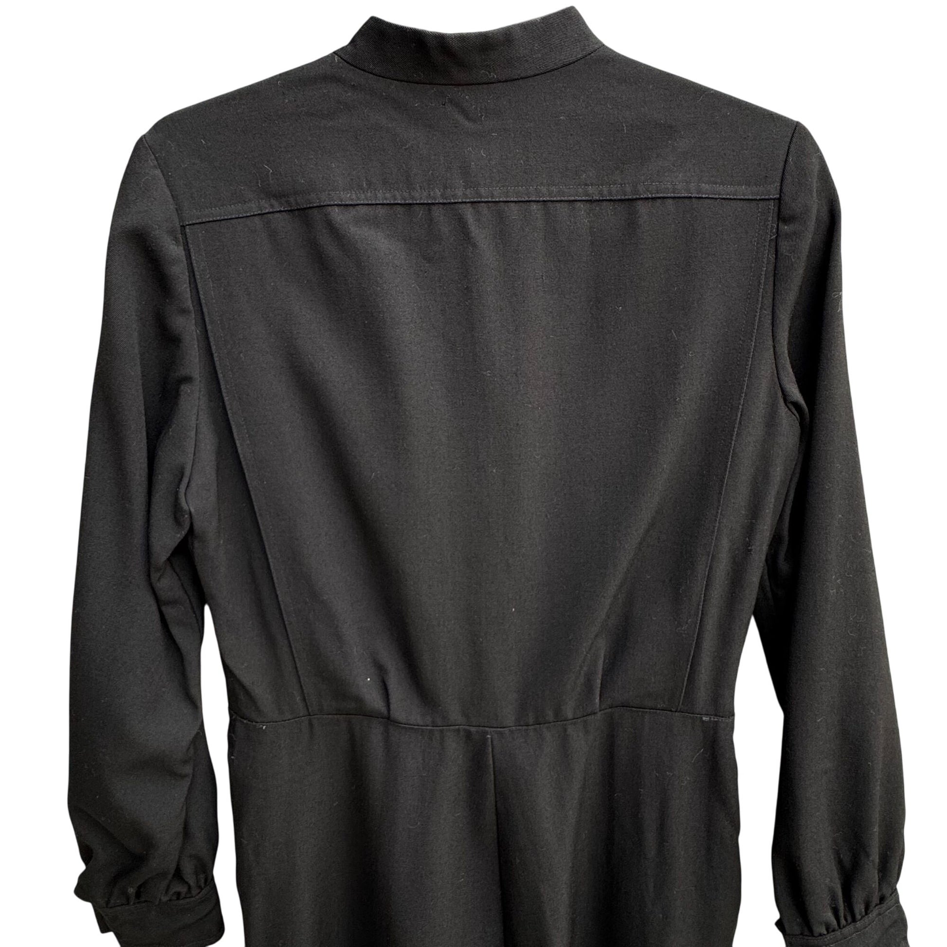 Neiman Marcus Ciao Vintage Womens Black Wool Wide Leg Military Style Jumpsuit 10