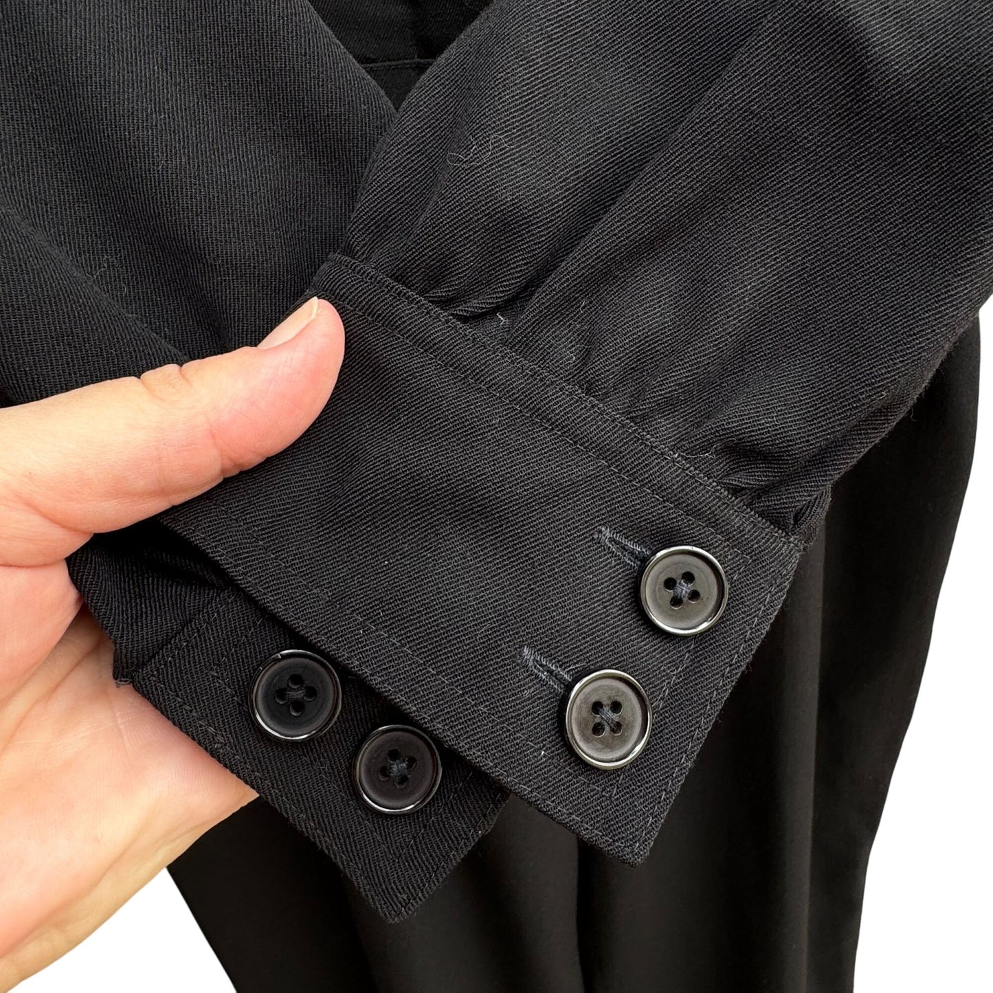 Neiman Marcus Ciao Vintage Womens Black Wool Wide Leg Military Style Jumpsuit 10