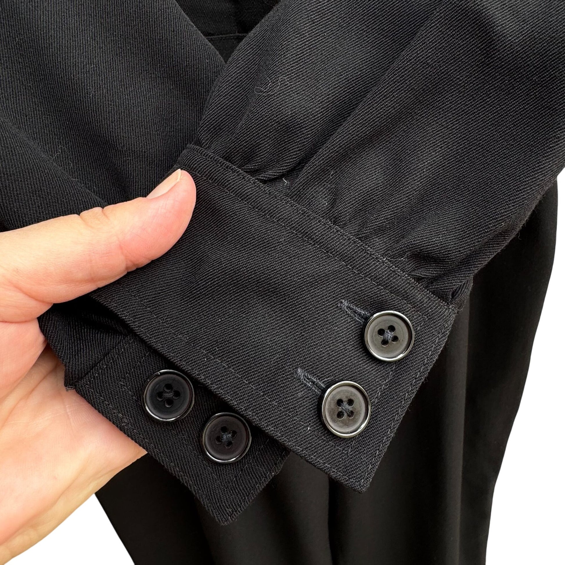 Neiman Marcus Ciao Vintage Womens Black Wool Wide Leg Military Style Jumpsuit 10