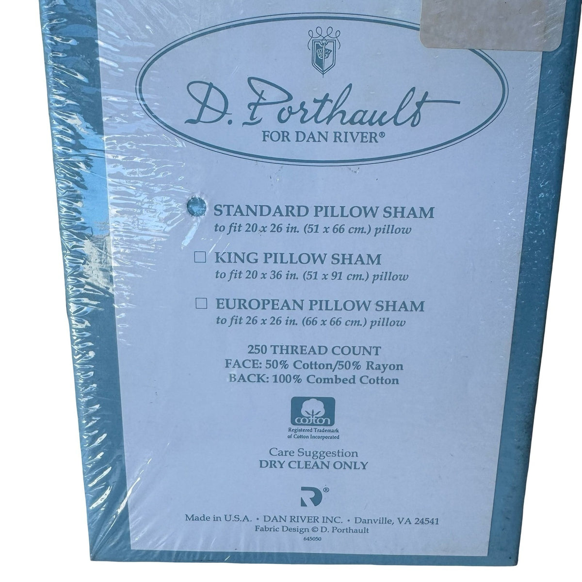 D Porthault Dan River Beardsley Floral Woven Pillow Sham Cream Blue Standard NWT