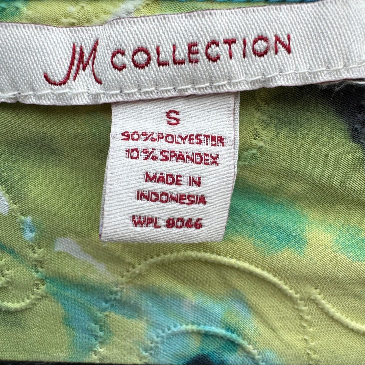 JM Collection Art To Wear Watercolor Floral 3/4 Sleeve Textured Boho Top Teal S